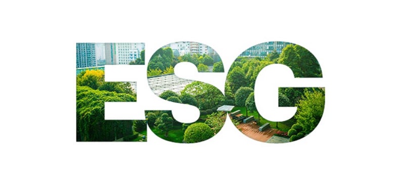Imagem com a palavra escrito ESG