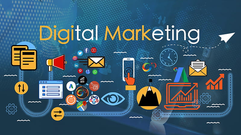 Imagem possui várias figuras que representa o marketing jurídico